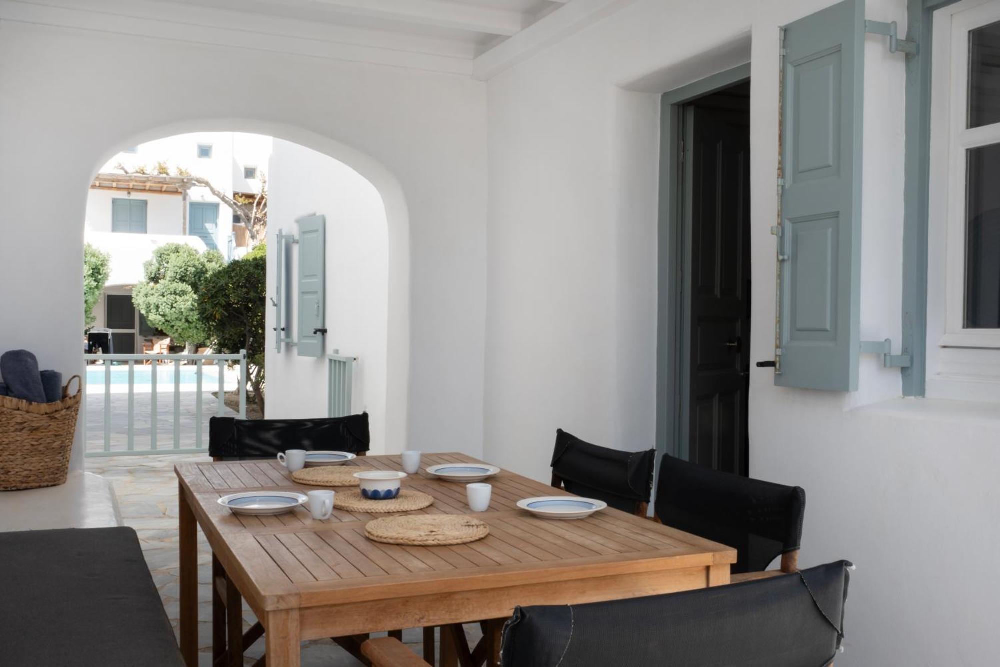Mykonian Style W Shared Pool Houses & Nighttime Security Guard Ornos  Exteriör bild